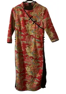 Vintage Asian‎ Floral Cheongsam Qipao Dress Kimono S Mandarin Whimsigoth
