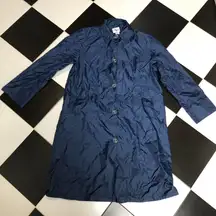 Vintage Aqua Skeen Long Lightweight Parka Raincoat Navy Blue size Petite Medium