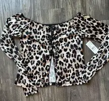 Leopard pacsun bow backless top