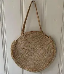 Magid Natural Weaved Silver Circle Large Tote Bag