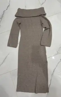 Off Shoulder Knit Sweater Maxi Dress