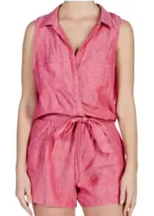 Joie Toinette‎ Belted Linen Pink Chambray Sleeveless Romper - Medium