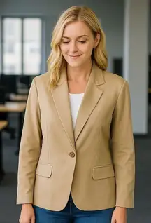 NEW Sandro Single Button Tan Lightweight Blazer Capsule Career Old Money Chic 2X