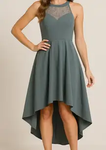 Dress Tells Hi-Lo Dress Lace Halter Party Cocktail  Sage Green‎ 2XL Statement