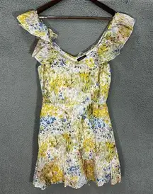 Wildfox Dress womens large yellow Flower Fields Pastel ruffle cottagecore boho