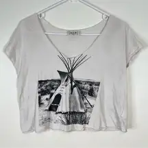 H.I.P | Tipi American Indian Crop T-shirt Top Medium Made In USA