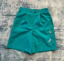 Vintage David Smith Teal Embroidered Floral Strawberry Shorts Size 6