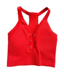 Pro‎ Fit Seamless Ribbed Racerback Cropped Tank Top - Red