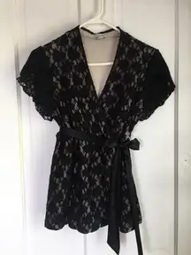 Black Lace Fashion Blouse Size L