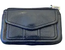 Fossil Black Leather Mini Zip Up Wallet Womens Classic