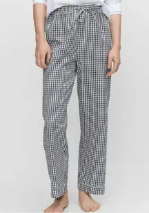 Love by  Gingham Black White Check Straight Leg Baggy Pull On Lounge Pants S