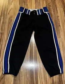 Boombah Women's Size 28 Black Royal Blue White Stripe Softball‎ Pants Cropped