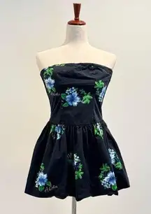 Tropical Hawaiian Print Hollister Ruched Tube Dress in Navy color‎