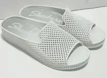 Skechers Plastic Waffle Design Open‎ Toe Slip-On Slides Wedge Sandals White Sz 7