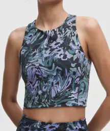 Lululemon Swift Speed Cropped Tank Top Flower Meld Multi color with shelf bra 0
