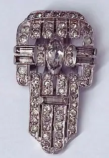 Vintage Art Deco cut glass dress clip