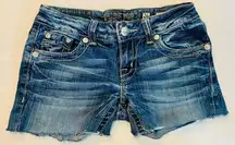 Skinny jeans cutoff raw edge denim shorts size 26