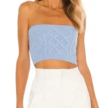 Lovers + Friends  Baby Blue Wool Blend Cable Knit Strapless Opal Tube Top