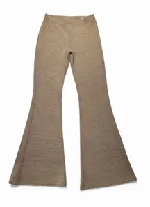 American Eagle Medium Knit Pants Flare Leg Tan  Stretch Pull On Ribbed Comfort
