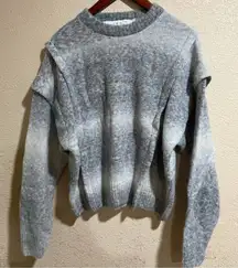 IRO Valya Gray Ombre Ruffle Oversized Crewneck Sweater medium