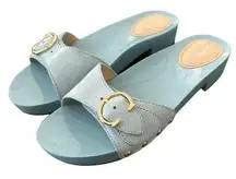 Coach bleeker suede slide sandals light blue size 8