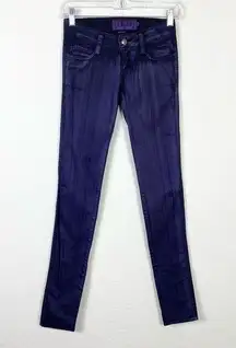 Vintage Y2K Tripp NYC Dark Purple & Black Wash Low Rise Skinny Jeans Size 0