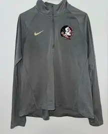 Nike LG  Dri-Fit Grey Florida State University FSU Quarter Zip Long Sleeve Jacket