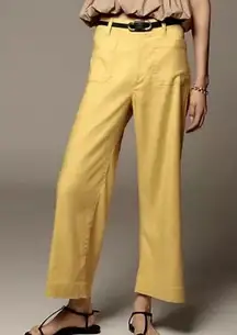 MAEVE x ANTHROPOLOGIE | The Colette Wide-Leg Pants Linen Viscose Yellow | 32p