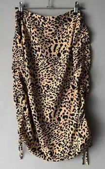 Nasty Gal sz‎ 6 tan black Leopard Print midi skirt