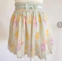 Liz Lisa Japanese Kawaii Pastel Green Floral Pleated Lace Bow Mini Skirt