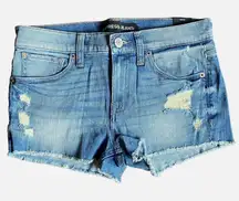 Express Jean sz 4 blue distressed‎ jean shorts NWT