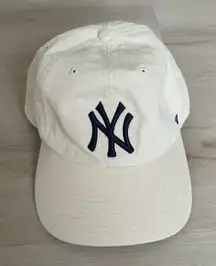 Cream Baseball Cap with NY Navy Logo