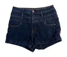 REFUGE Women’s Denim Shorts  Size 4 Faux‎ front pockets dark wash