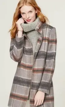 Plaid Wool-Blend Coat