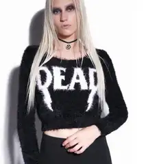 Killstar Dropout Dead Fuzzy Cropped Sweater