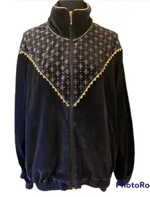 Vintage Westbound Sport Black and Gold Velour Jacket Size L