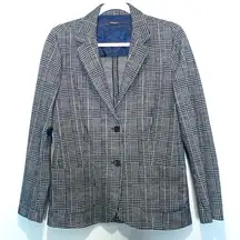 J. McLaughlin Wool Blend Plaid Houndstooth Single Breasted Blazer