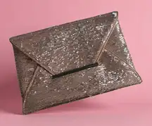 BCBGMAXAZRIA Rose Gold Silver Reversible Sequin Clutch Handbag