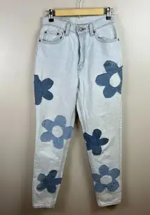 VTG Levi's 521 Jeans Womens Size 8 Floral Applique 90s 1994 Light Wash High Rise