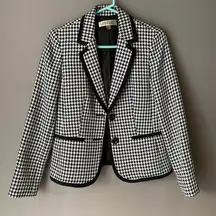Kasper sz 6 black‎ white houndstooth work career Vintage blazer jacket