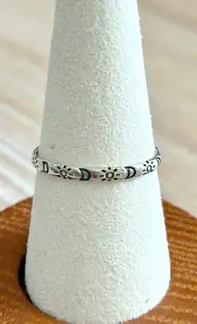 Sterling Silver 925 Sun Moon Celestial Dainty Minimalist Stacking Ring Size 6