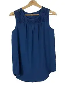 SheIn  Royal Blue Lace Trim Sleeveless Tank Top S