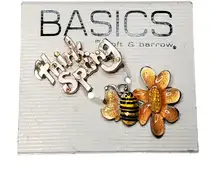 Vintage AJMC Enamel Happy Bumble Bee Insect Floral Orange Flower Pin Brooch 1980