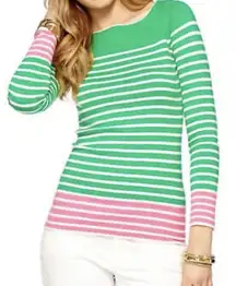 LILLY PULITZER | Color Block Striped Maria Boat Neck Knit Sweater Sz XS