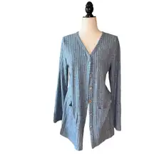 Sweater Cardigan Shacket Button Down Striped Pattern