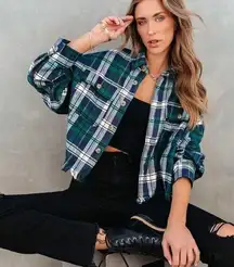 NEW -SPORADICALLY COOL PLAID FRAYED BUTTON DOWN TOP