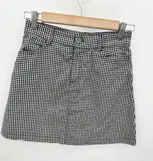 John Galt  Womens Black White Checkered Mini Skirt Casual 100% Cotton Size OS