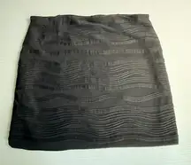 Heart Soul Black Mini Skirt Textured Wavy Design Elastic Waist Casual‎
