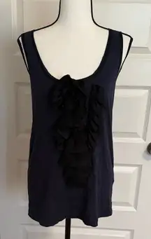 Simply Vera Elegant Navy and Black Ruffle Tank Top