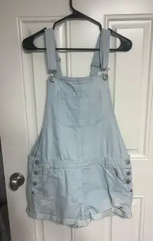 Light Denim Shorts Overalls